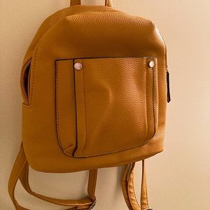 Trendy Mini Backpack in Mustard Yellow with Adjustable Straps